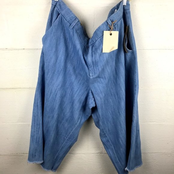 Rachel Roy Women's Curvy Collection Light Wash Amelia Wide Leg Denim Cop Pant Tr - Picture 1 of 8